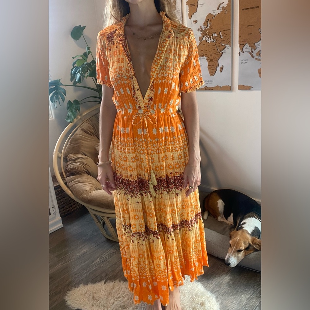 Free People Orange Boho Maxi Dress